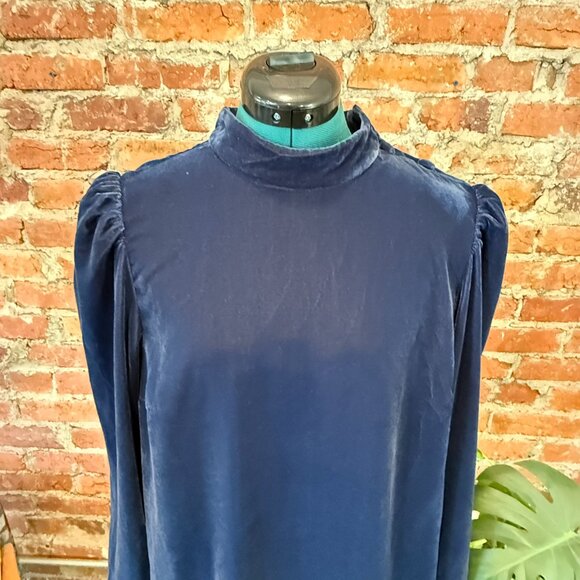 GAP Velvet Mock Neck Puff Sleeve Dress (Medium Tall) - Picture 3 of 6